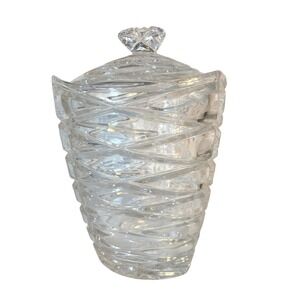 Block Northwinds Biscuit Barrel Jar w/ Lid 24% Lead Crystal Poland Vintage 1990s